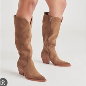 Dolce Vita Raj Pointed Toe Tall Riding Boots Brown Suede Size 7.5 NIB